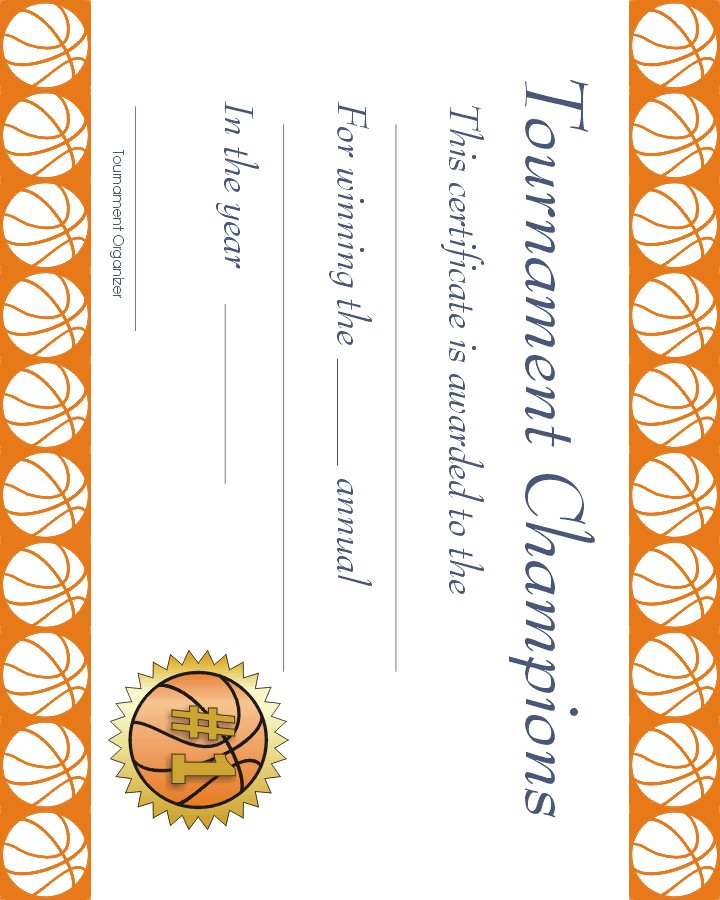 Free printable sports certificate: Basketball award