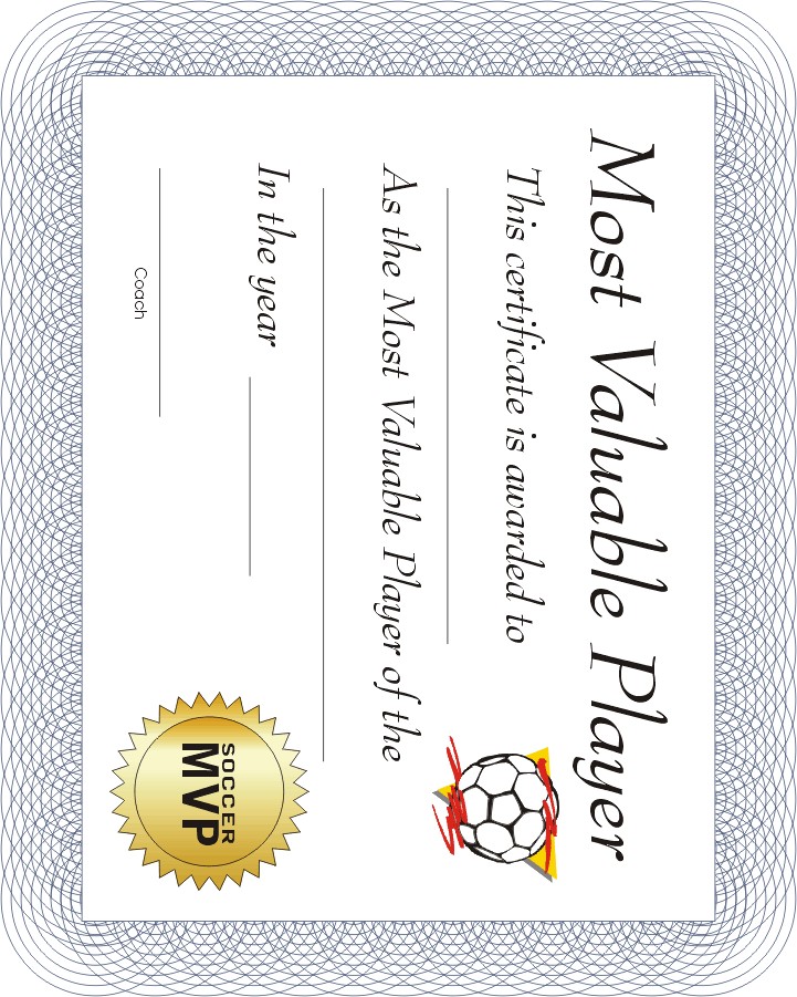 Free printable sports certificate: Soccer certificate