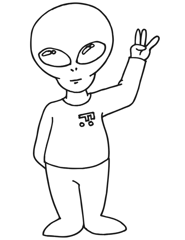 Alien greeting coloring page