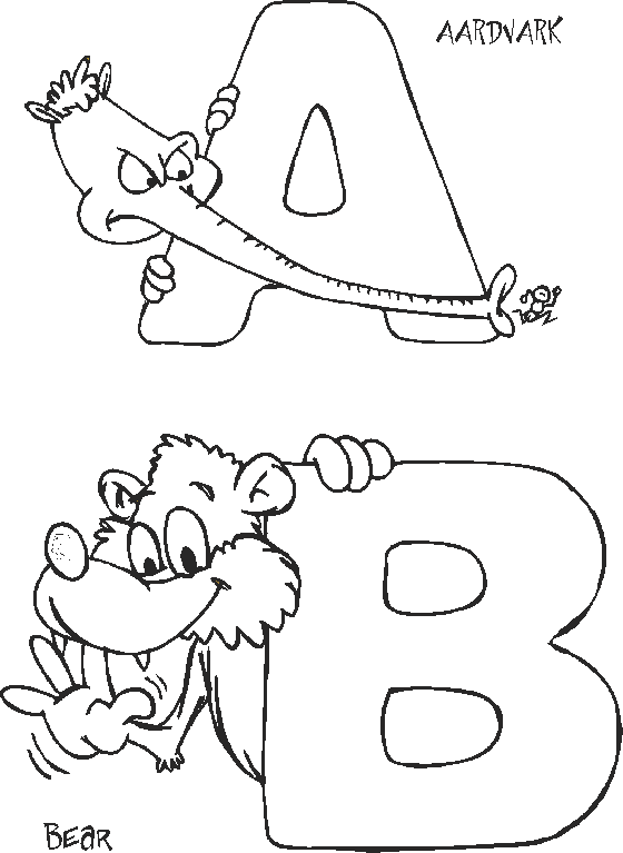 Letter A coloring page and letter B coloring page