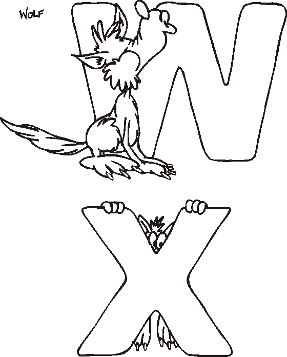 Letter W coloring page and letter X coloring page
