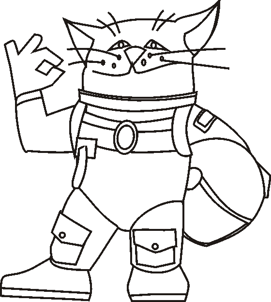 cartoon cat coloring page - astronaut