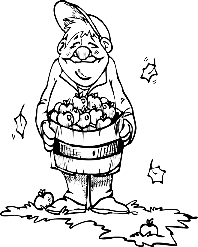 Free Printable Fall Coloring Page: apple harvest