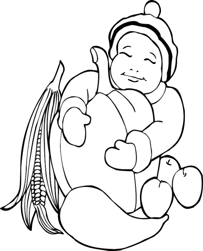 harvest-coloring-page-child-with-pumpkin-harvest-veggies