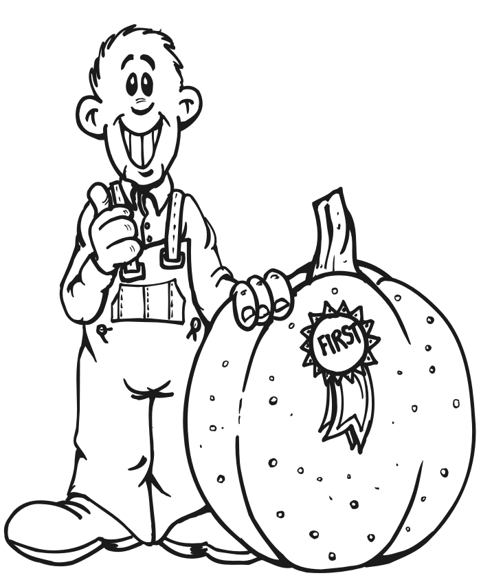 Autumn harvest coloring page of a winning pumpkin.