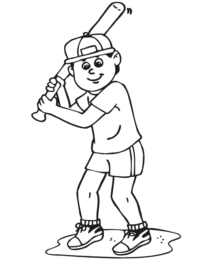 Free Printable Baseball Coloring Page: batter at bat