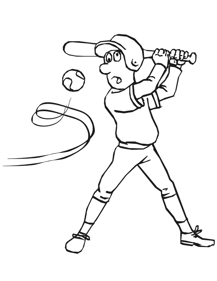 Free Printable Baseball Coloring Page: batter at bat