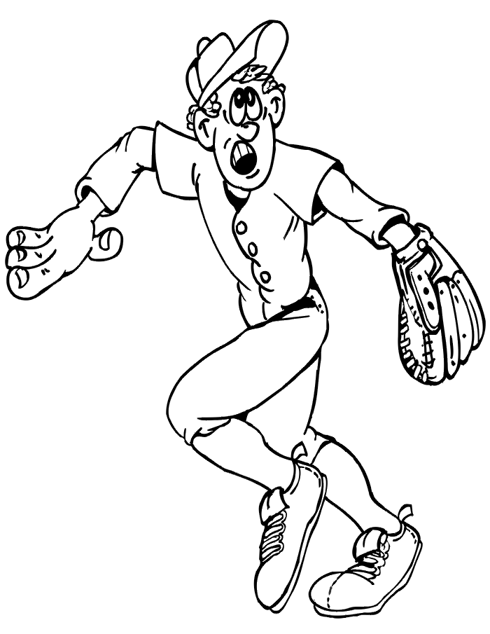 Free Printable Baseball Coloring Page: fielder