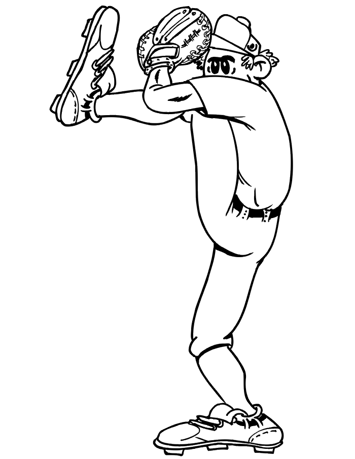 Free Printable Baseball Coloring Page: pitcher