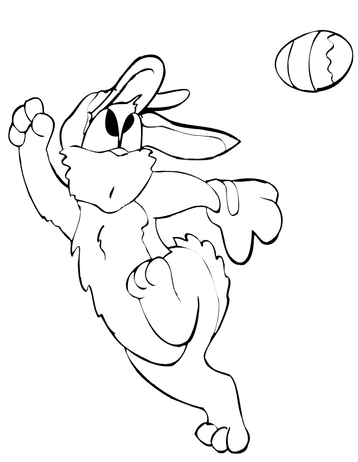 Free Printable Baseball Coloring Page: Easter Bunny playing ball