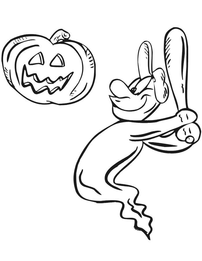 Free Printable Baseball Coloring Page: Ghost baseball player