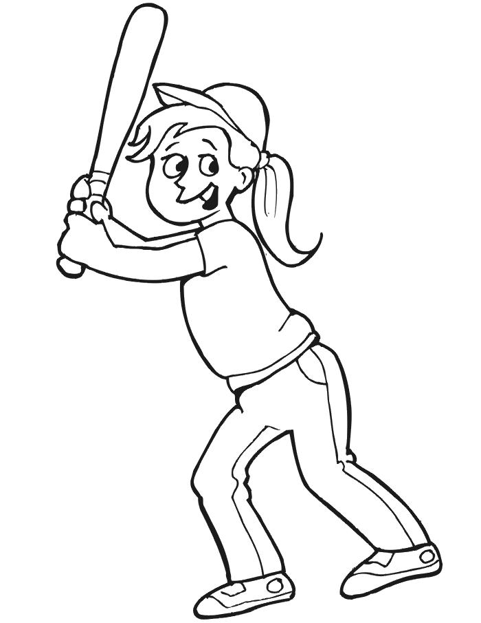 free coloring pages girls softball - photo #8