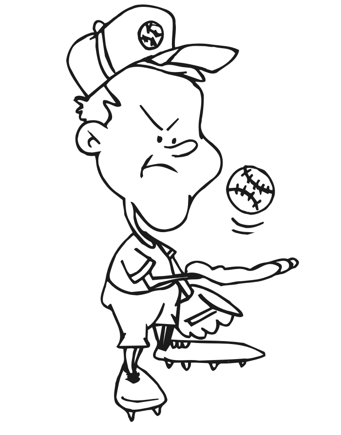 Baseball Coloring Page of a guy ready to pitch