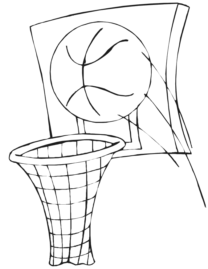 Basketball Coloring Picture: basketball and net