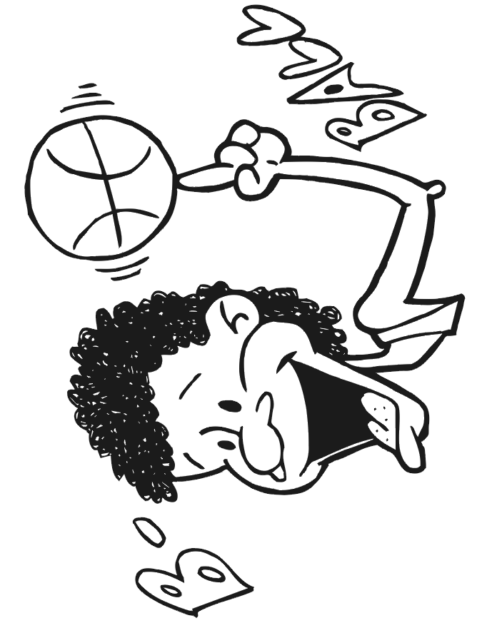 Basketball Coloring Picture: basketball on finger