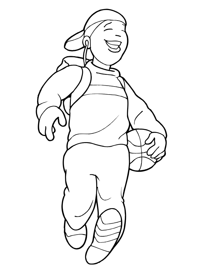 Basketball Coloring Picture: boy with basketball