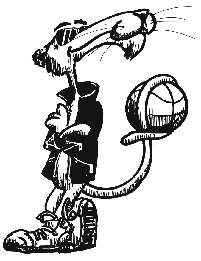 Basketball Coloring Picture: cool cat basketball player