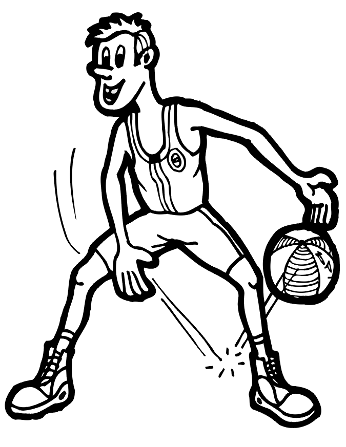 Basketball Coloring Picture: dribbling between the legs