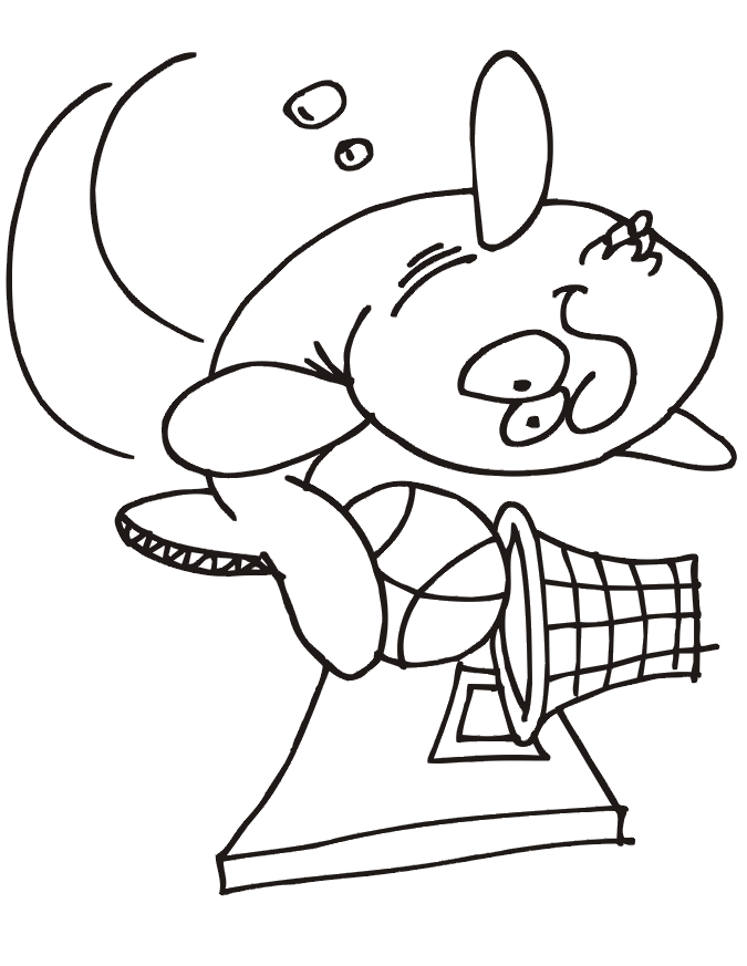 Basketball Coloring Picture: fish dunking a basketball