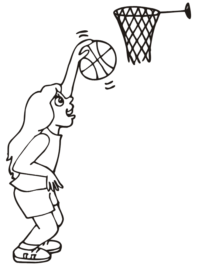Basketball Coloring Picture: Girl basketball player