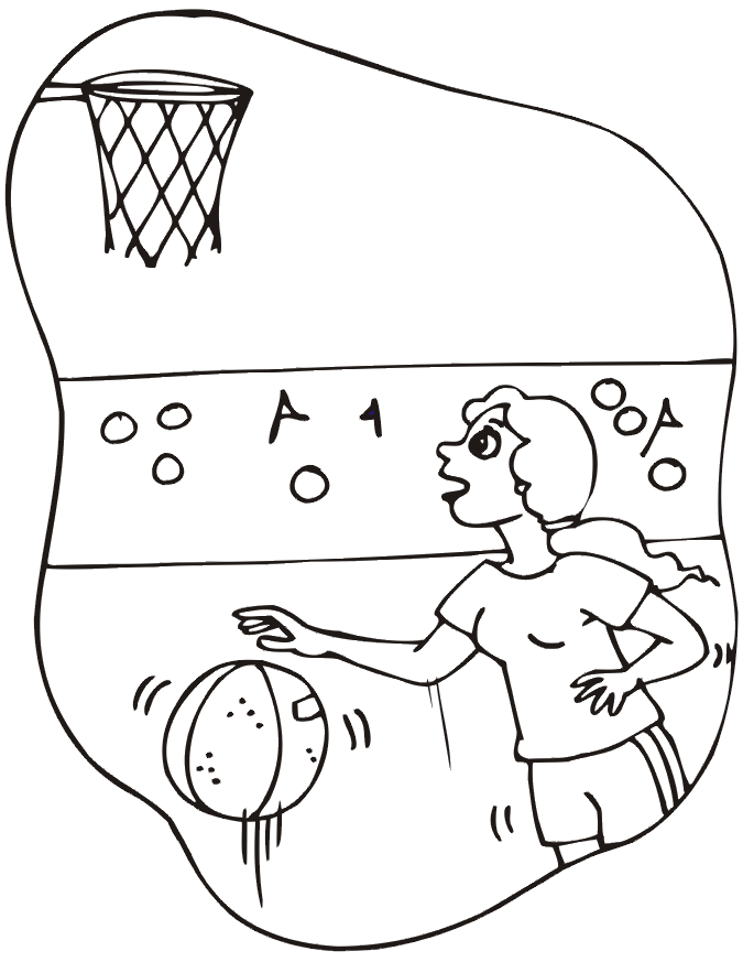 Basketball Coloring Picture: Girl basketball player
