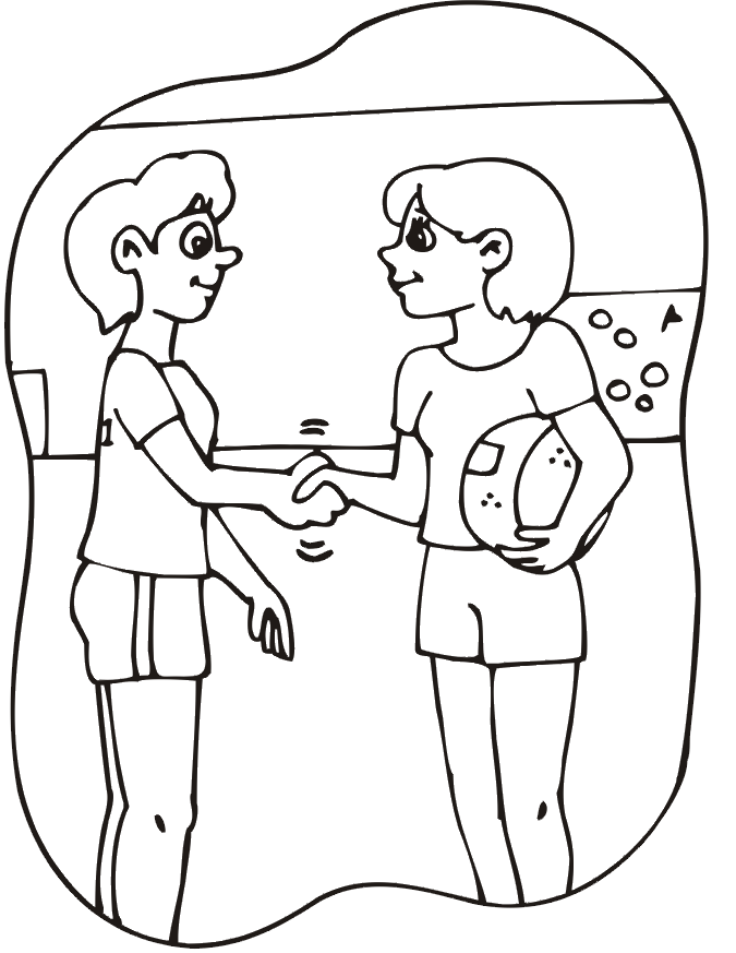 Basketball Coloring Picture: Girl basketball players