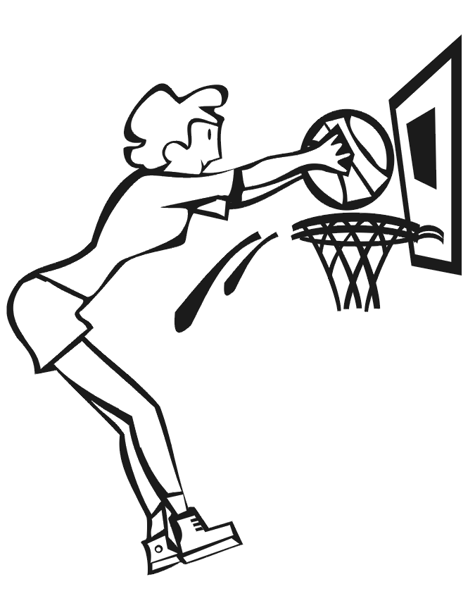 Basketball Coloring Picture: girl dunking basketball