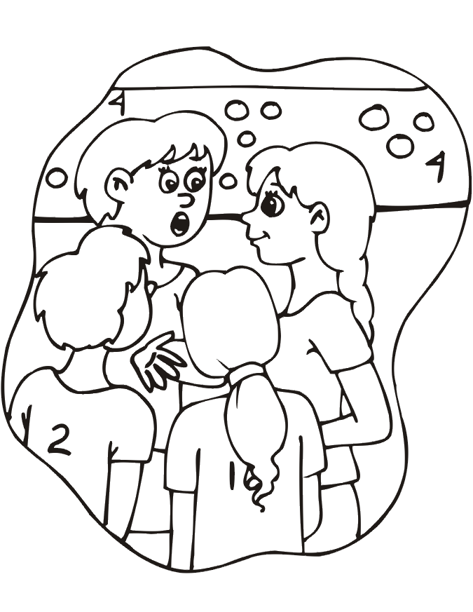 Basketball Coloring Picture: girls game huddle