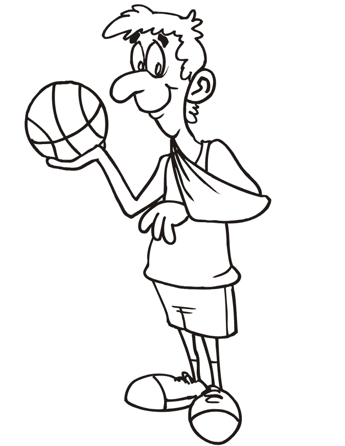 Basketball Coloring Picture: injured basketball player