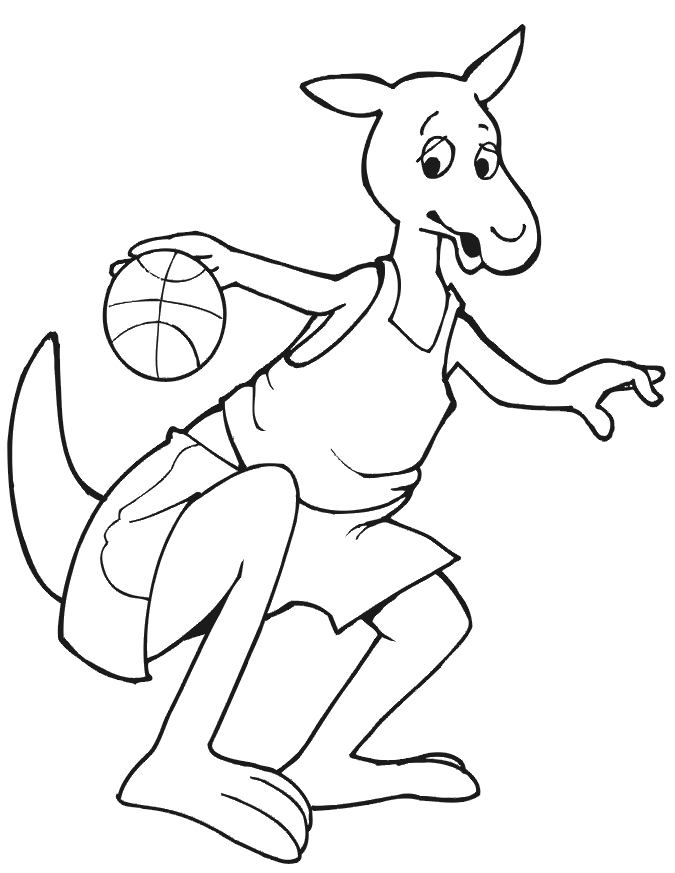 Basketball Coloring Picture: kangaroo basketball player