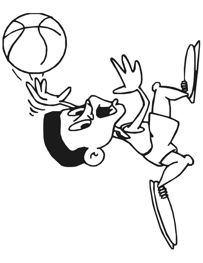 Basketball Coloring Picture: player catching ball