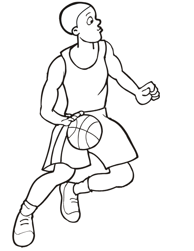 Basketball Coloring Picture: player dribbling basketball