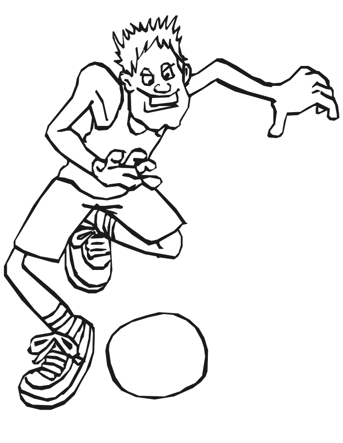 Basketball Coloring Picture: player dribbling basketball
