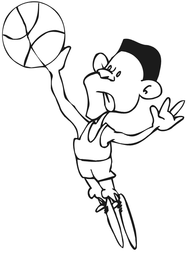 Basketball Coloring Picture: player shooting ball
