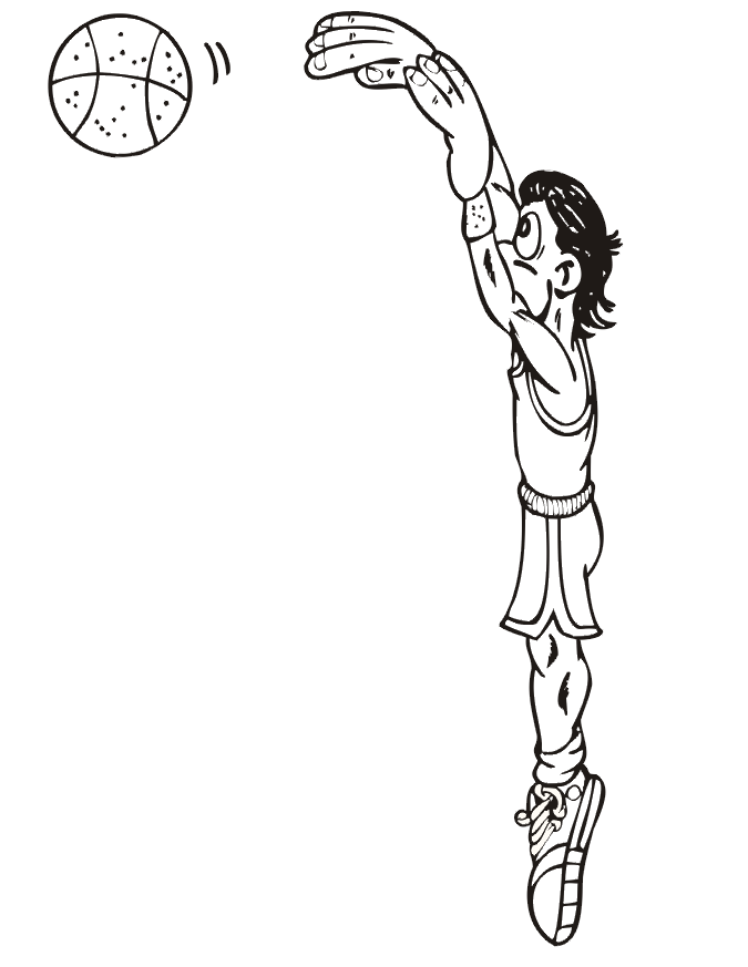 Basketball Coloring Picture: player shooting ball