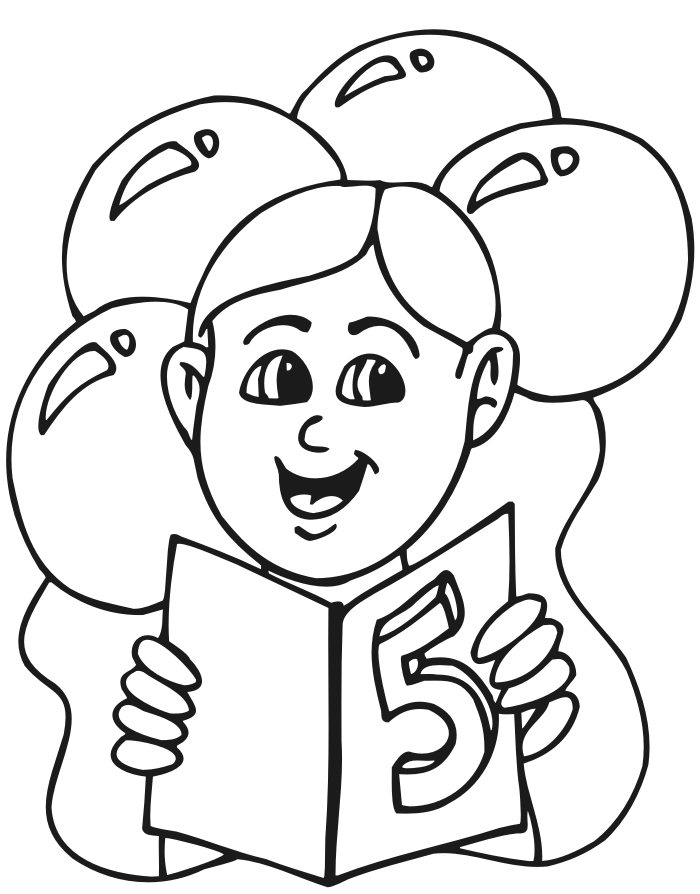 Birthday Coloring Page: 5 year old boy