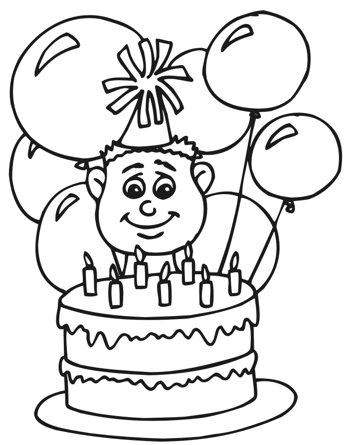 Birthday Coloring Page: 7 year old boy