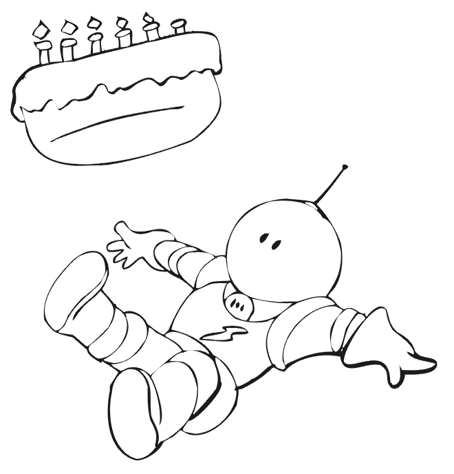 Birthday Coloring Page: Alien birthday theme