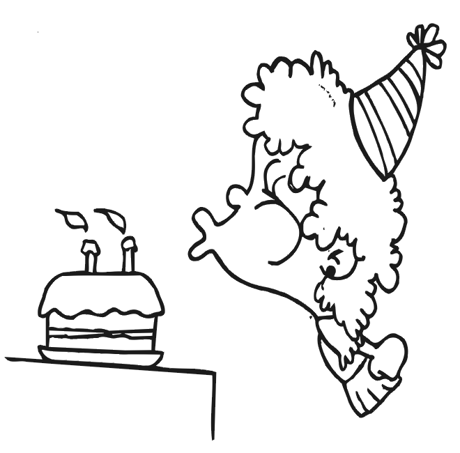 Birthday Coloring Page: girl blowing out candles
