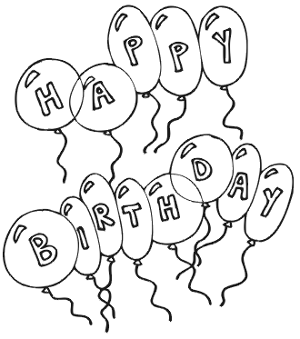 Happy Birthday Balloons Coloring Pages. Happy Birthday spelled out
