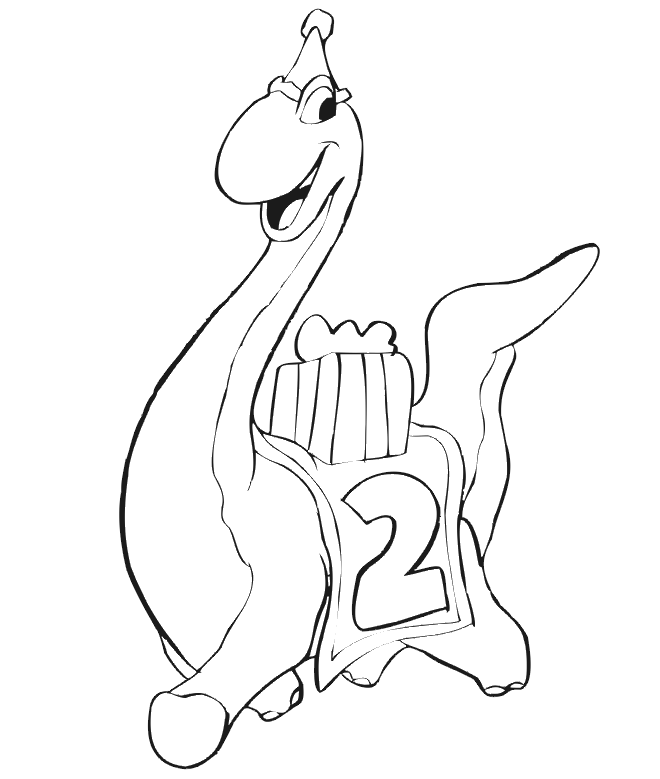 Birthday Coloring Page: dinosaur for 2 year old