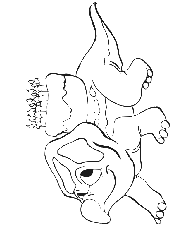 Birthday Coloring Page: dinosaur carrying cake