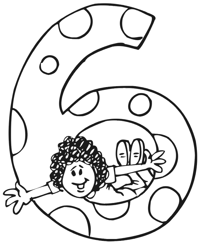 Birthday Coloring Page: girl's 6th birthday