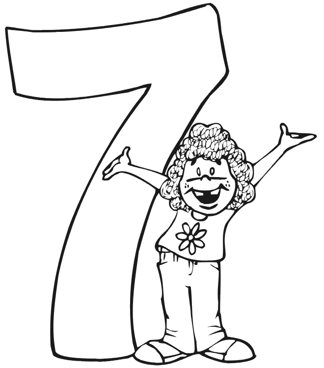 Birthday Coloring Page: girl's 7th birthday