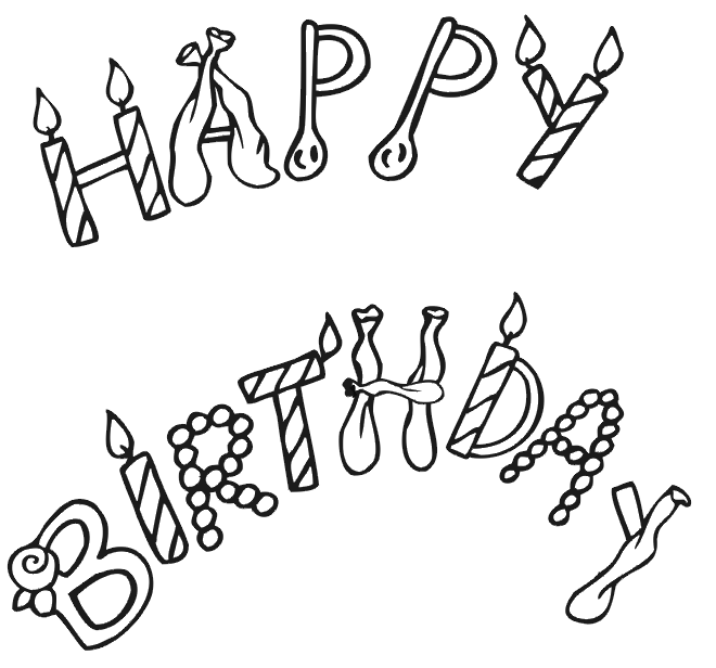 Birthday Coloring Page: Happy Birthday Sign