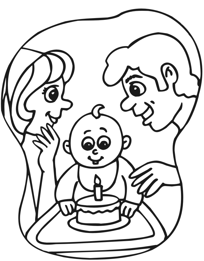 Baby's First Birthday Coloring Page