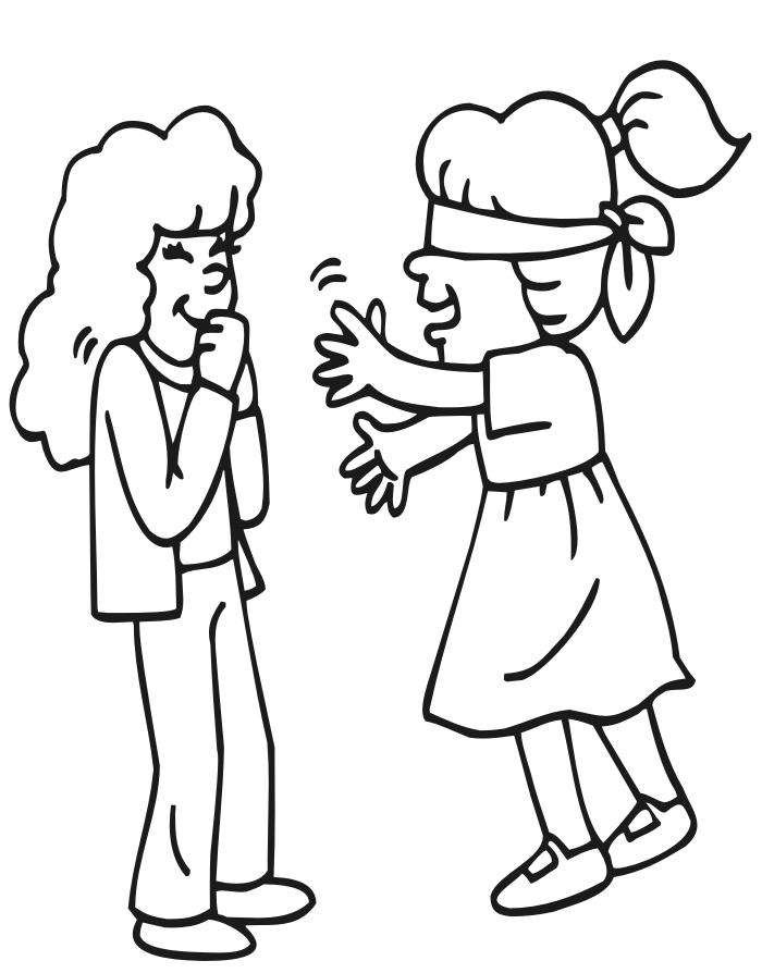 Birthday Coloring Page: blindfolded party guest
