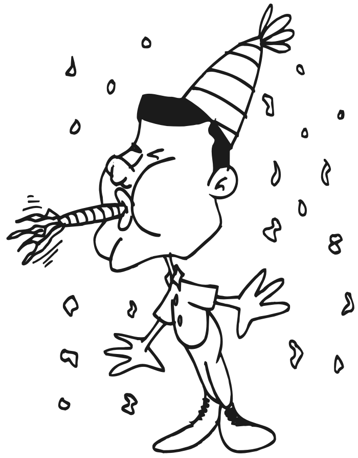 Birthday Coloring Page: a party noise maker