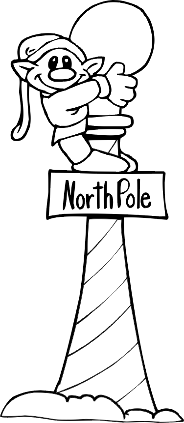 Christmas Elf Coloring Page | Elf On North Pole