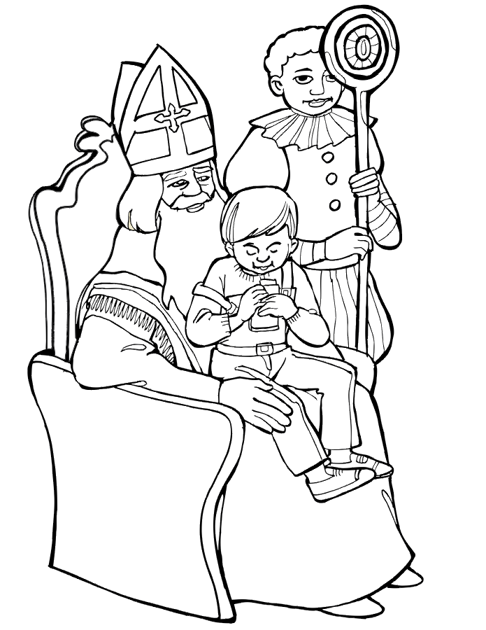 Child on Santa's Lap: coloring page